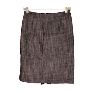 Banana Republic Tweed Pencil Skirt Black White Knit Classic Midi Preppy 0